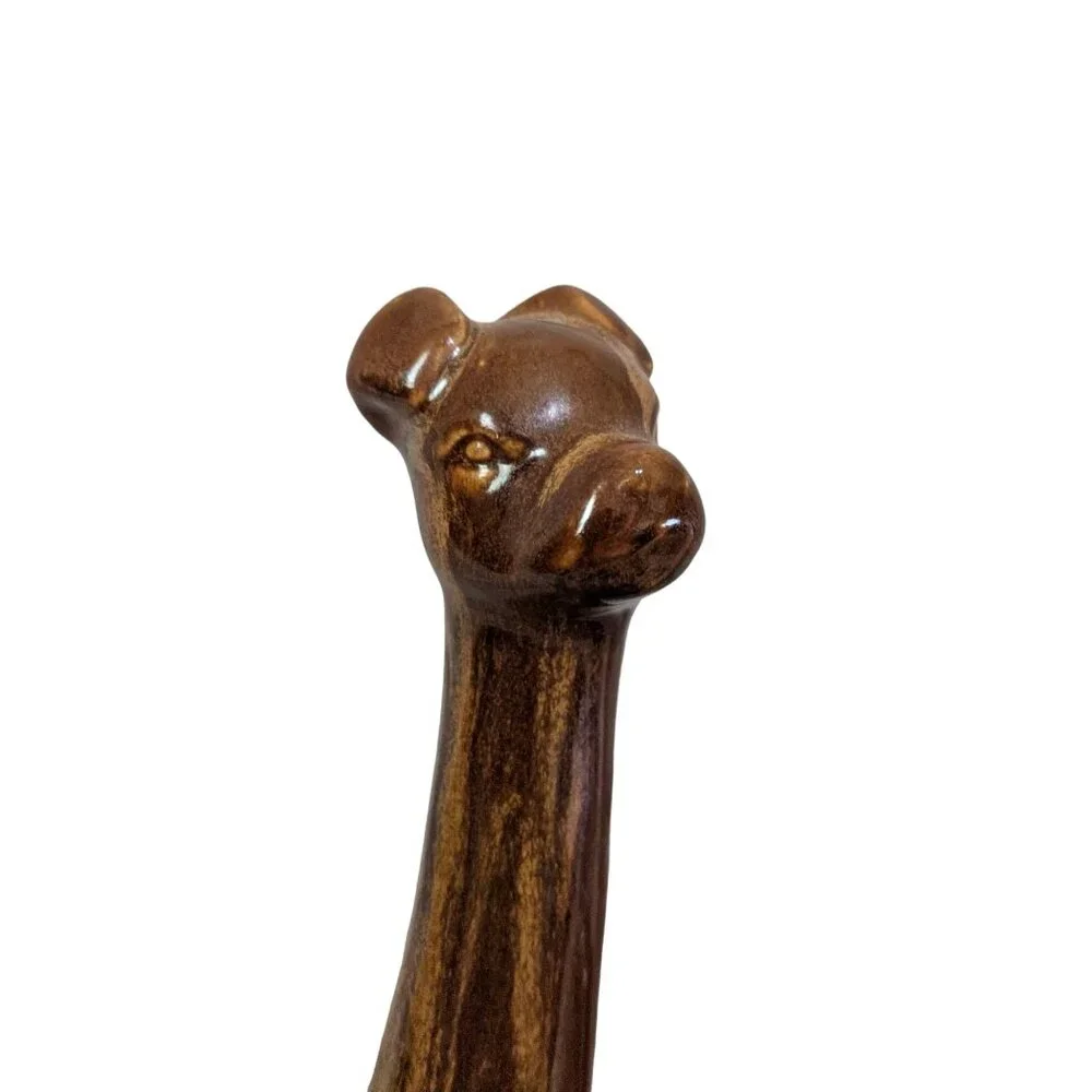 Vintage Mid Century Modern Ceramic Dog Pair Abstract‎ Long Neck Figurines Retro